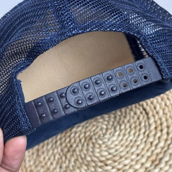 Vintage 90s Howdy! Po Folks Diner Denim Blue Trucker Hat Snapback Mesh Back USA - Picture 5 of 5